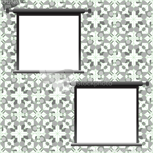 Image of Grungy antique wallpaper background with empty frame