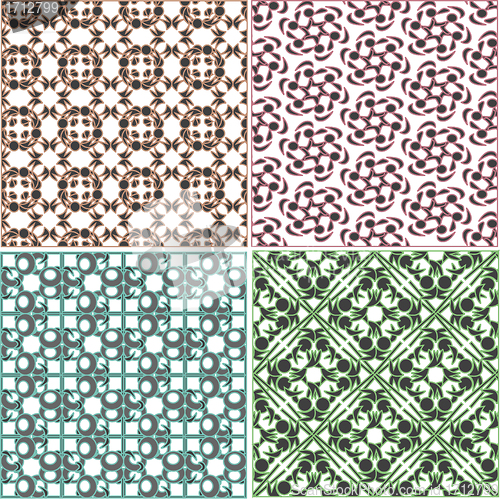 Image of Set of stylish seamless geometrical backgrounds pattern
