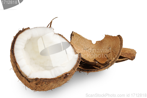 Image of Fresh coconut and coconut shells