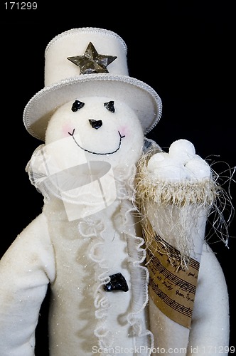 Image of snow man with snow balls and hat