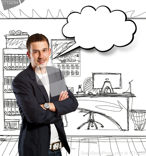 Image of Business Man With Speech Bubble