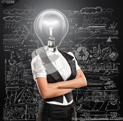 Image of Lamp Head Business Woman