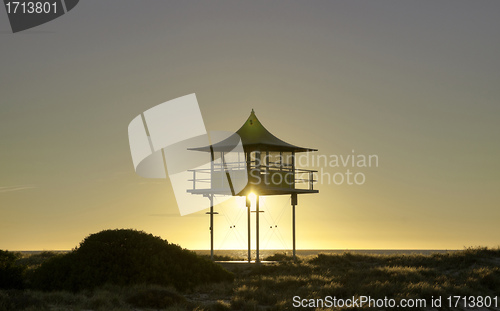 Image of surf life savers lookout sunset