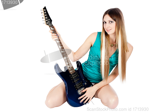 Image of Pretty girl with electric guitar