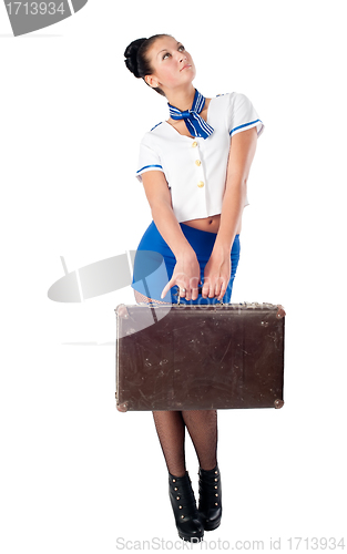 Image of Young beautiful air hostess