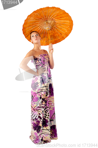 Image of Attractive girl with umbrella