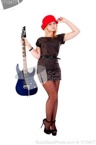 Image of Pretty girl with electric guitar