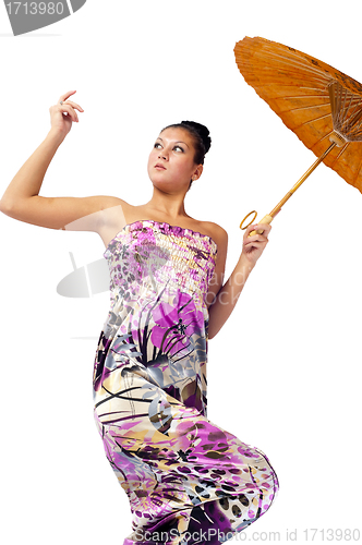 Image of Attractive girl with umbrella