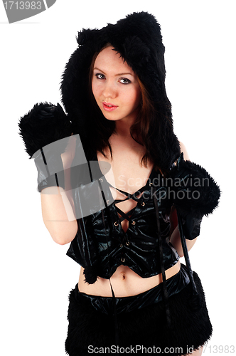 Image of Beautiful girl in cat costume