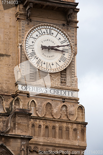 Image of big clock of Palermo Cathedral tower