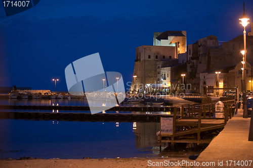 Image of evening view of fortress and harbour of Castellammare del Golfo 