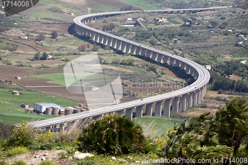 Image of new modern highway, Segesta village, Sicily, Italy