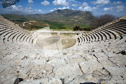 Image of ancient Greek theatre, Segesta village, Sicily, Italy