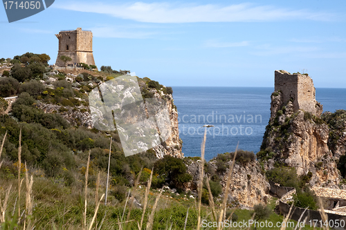 Image of towers of Scopello, Sicily, Italy