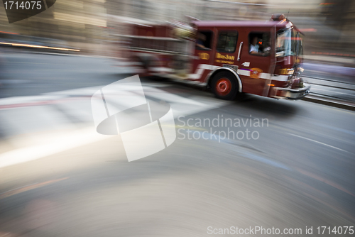 Image of Boston fire truck high speed