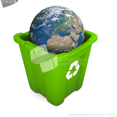 Image of Earth in recycle bin