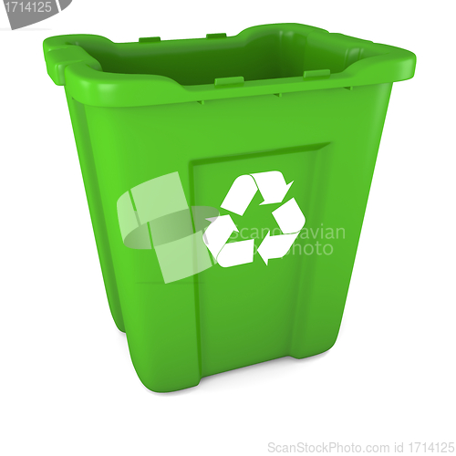 Image of Green plastic recycle bin