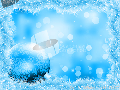 Image of Blue christmas card with copy sace. EPS 8