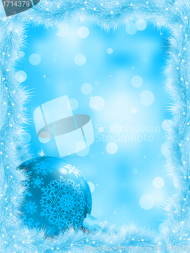 Image of Blue christmas card with copy sace. EPS 8