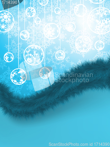 Image of Christmas Card with baubles. EPS 8