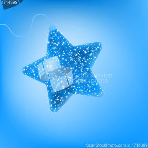 Image of Postcard with a twinkling blue star. EPS 8