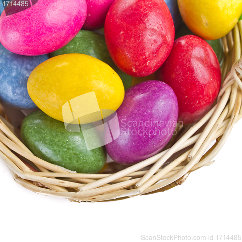 Image of colorful easter eggs in basket