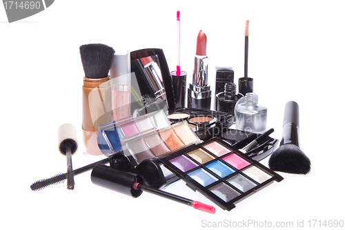 Image of set of cosmetic makeup products