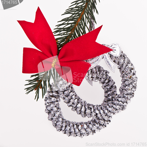 Image of decorated Christmas tree branch