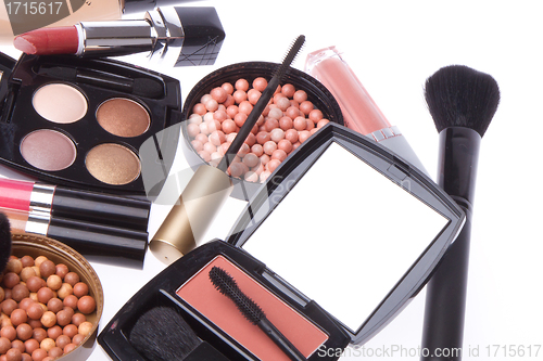 Image of set of cosmetic makeup products