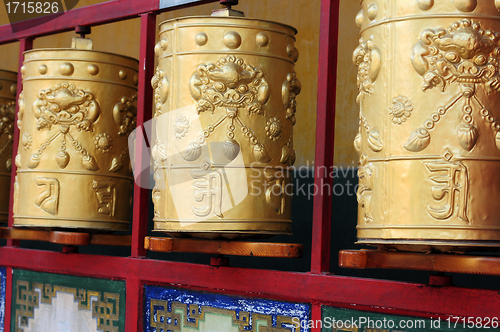 Image of Tibetan prayer wheels