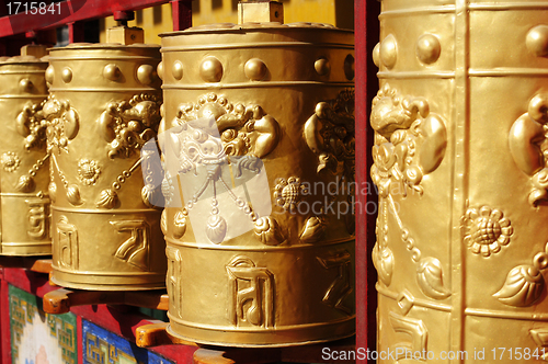 Image of Tibetan prayer wheels