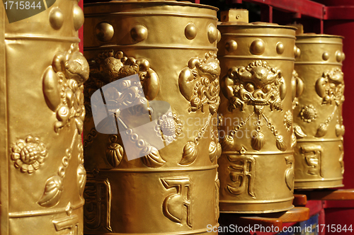 Image of Tibetan prayer wheels