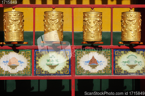 Image of Tibetan prayer wheels