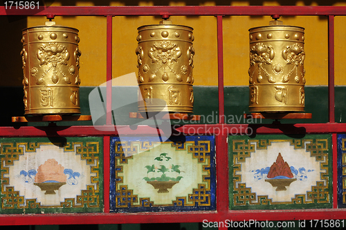 Image of Tibetan prayer wheels