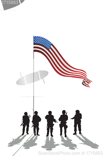 Image of Five soldiers silhouette