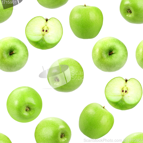 Image of Seamless pattern with green fresh apples.