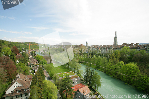Image of view on the river near the ancient city of Bern, Swiss 