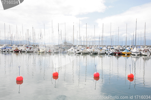 Image of Yachts and boats in marina of Ouchi, Switzerland