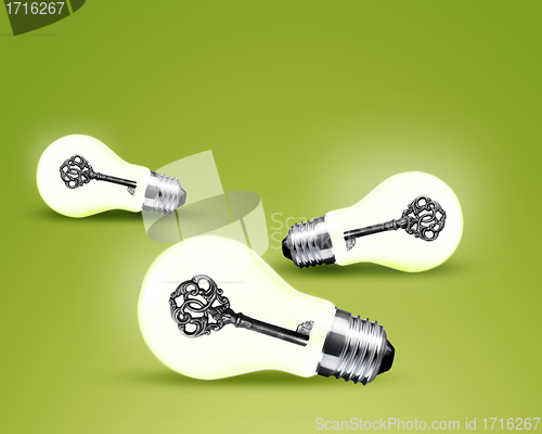 Image of Old key in light bulb