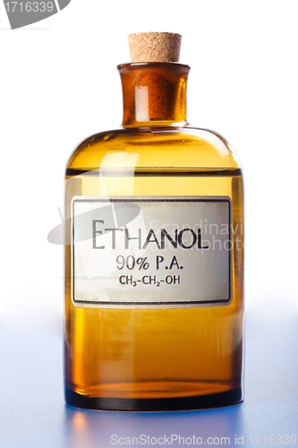 Image of Ethanol, pure ethyl alcohol in bottle