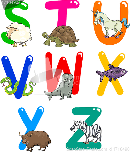 Image of Cartoon Alphabet with Animals