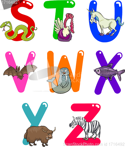 Image of Cartoon Alphabet with Animals