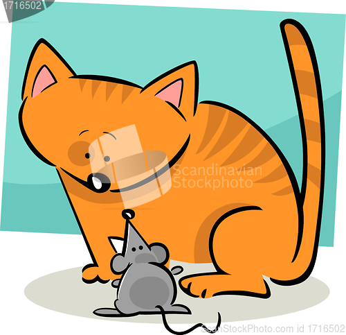 Image of cartoon doodle of cat and mouse