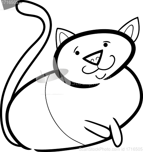 Image of cartoon doodle of cat for coloring