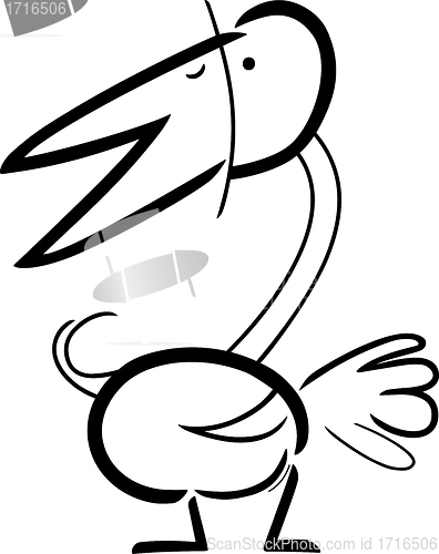 Image of cartoon doodle of bird for coloring