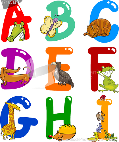 Image of Cartoon Alphabet with Animals