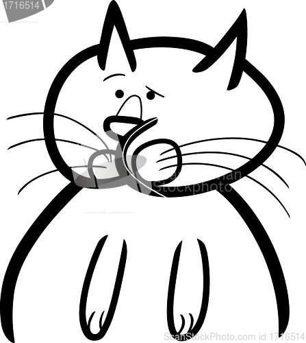 Image of cartoon doodle of cat for coloring