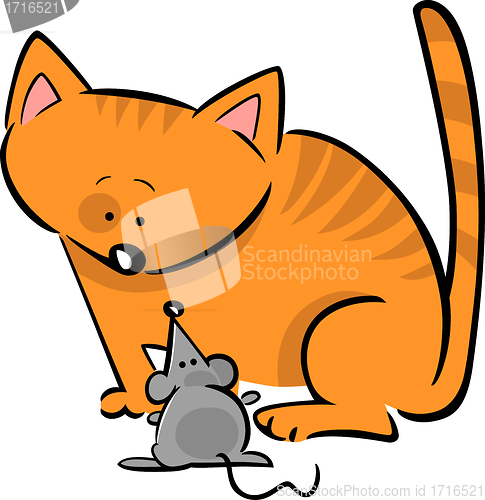 Image of cartoon doodle of cat and mouse