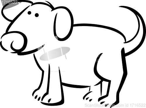 Image of cartoon doodle of dog for coloring