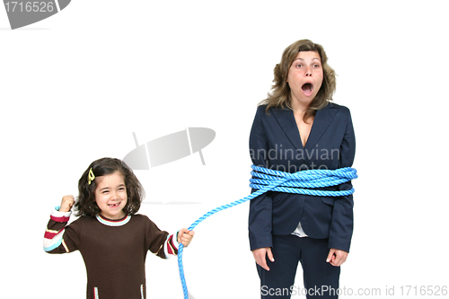 Image of businesswoman boss with rope